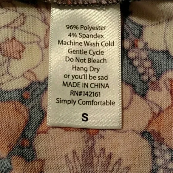 LulaRoe Randy Floral 3/4 Length Sleeve T-shirt Top Size S - Picture 5 of 6